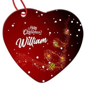 Personalised Any Name Heart Christmas Bauble Tree Decoration Gift Present 163 - Picture 1 of 4