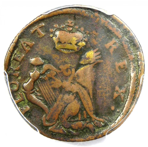 1670 New Jersey St Patrick Farthing Colonial Coin 1/4P - PCGS VF30 - $1900 Value Cover