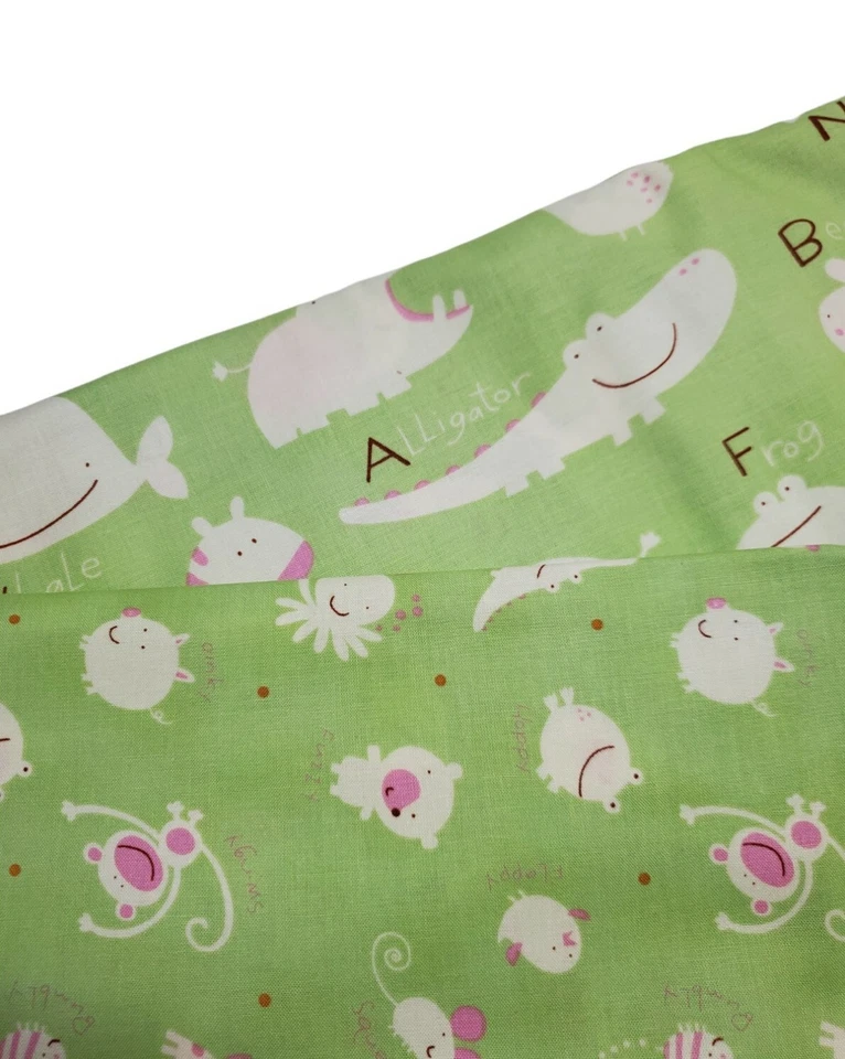 Animals Fabric Freespirit Pink Green Sewing Craft Quilt Children FAT QUARTER SET - Image 1 of 1