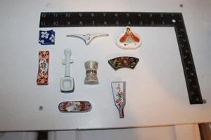 LOT OF (9) JAPANESE PORCELAIN CHOPSTICK REST HOLDERS UNIQUE LOT RARE - Picture 1 of 24