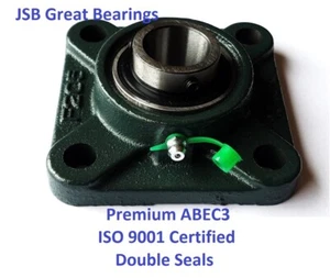 Premium UCF207-22 double seals ABEC3 square flange bearings 1-3/8 bore UCF207 22 - Picture 1 of 4
