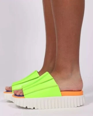 Sandalias 4ccccees Free People Pliegues Gracias Toboganes Plataforma Verde 37 EE. UU. 6 Nuevas Foto 1 de 4