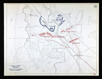 Mapa da Guerra Civil West Point Battle Stones River Murfreesboro Tennessee 3 de janeiro escuro - Imagem 1 de 2