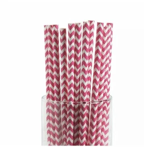 Hot Pink Chevron Paper Straws - Birthday Wedding Baby Party Supplies - 24 Pieces - Picture 1 of 1