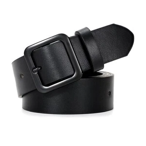 Women’s Leather Belts for Jeans Pants Dresses Fashion Ladies Black Belt with ... - Picture 1 of 6