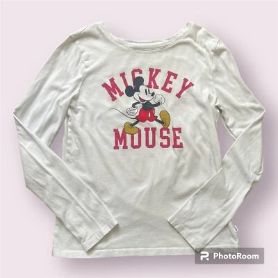 Gap Kids Tee Girl Sz XXL 14-16 White Disney Mickey Mouse Long Sleeve T-shirt - Image 1 of 4