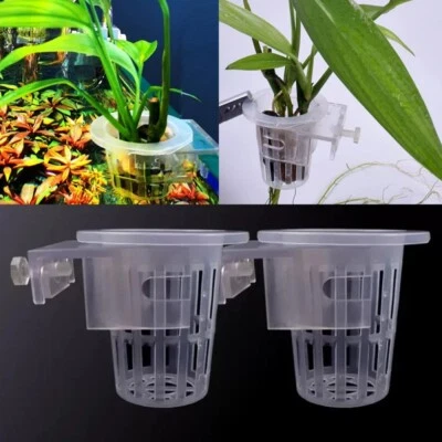 2-10X Aquatic Plant Cup Plastic Plant Pot Holder Aquarium Fish Tank Plant Holder - image 1 of 4