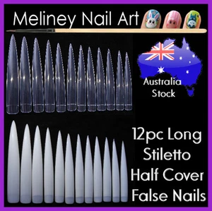 12pc Extra Long Stiletto Claw Nail Tips False Pointy Nails Sharp Gel Acrylic - Imagen 1 de 6