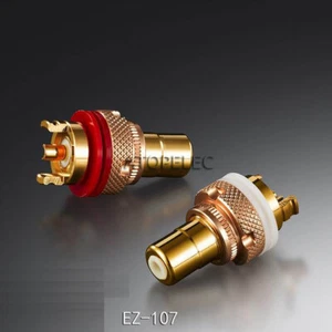2pcs EIZZ 24K Gold Plated RCA Jack Female Socket Connector HiFi CD AMP EZ-107 - Picture 1 of 2
