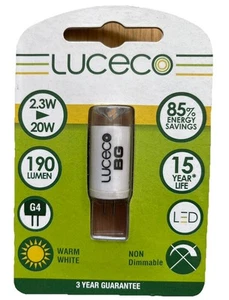 LUCECO LG4W2W19-LE G4 LED 2.3W =20W 190LM WARM WHITE NON-DIMMABLE INSTANT LIGHT - Picture 1 of 3