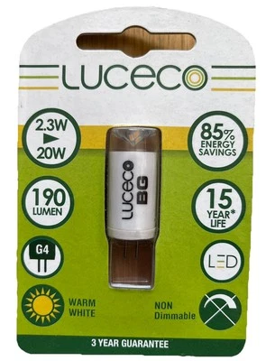 LUCECO LG4W2W19-LE G4 LED 2.3W =20W 190LM WARM WHITE NON-DIMMABLE INSTANT LIGHT - Image 1 of 3