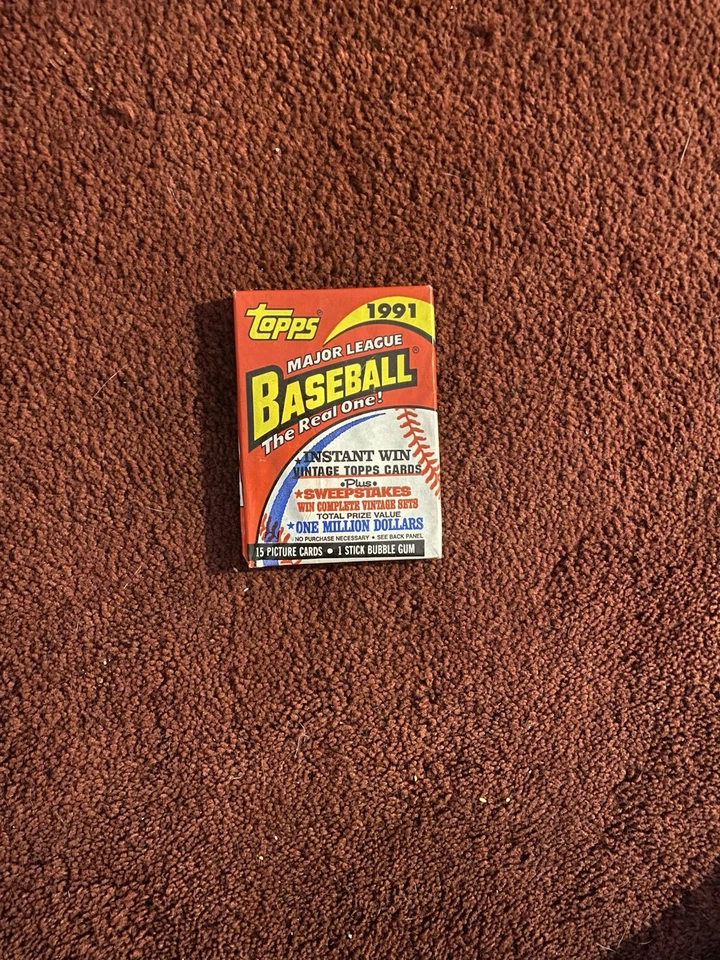 Tarjetas de béisbol Topps 1991, 1 paquete de cera sellado sin abrir de caja de cera, 15 tarjetas Foto 1 de 1
