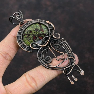 Oferta del Día de las Hijas Dragón Natural Piedra de Sangre Alambre de Cobre Colgante Joyería Foto 1 de 4