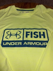 Under Armour Fish Mens XL Loose Heat Gear Long Sleeve Shirt Neon / yellow - Picture 1 of 6