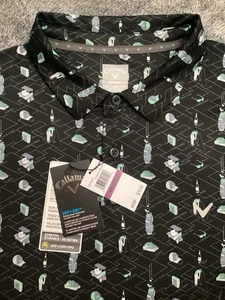 Callaway Polo Shirt Men 2XL Blue Golf All Over Print Performance Opti-Dri XXL - Picture 1 of 9