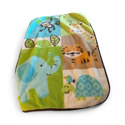 Garanimals 毛绒野生动物园毯 老虎 猴子 长颈鹿 大象鸟 30 x 45  — 第 1/4 张图片