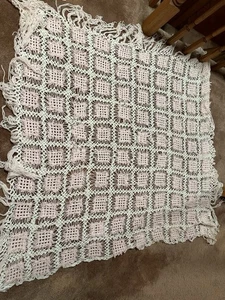 Handmade Twin Bed Cover, 60”x 96”, Lacey Loom Product, Pink/white, Girls Bedroom - Picture 1 of 4