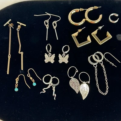 Лот девочек подростков женщин модные серьги золото серебро бабочка лист змея обруч - Изображение 1 из 4