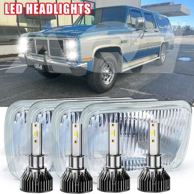 4PCS LED Headlights Hi/Lo Beam Projector Headlamp For GMC R2500 1988 Foto 1 de 4