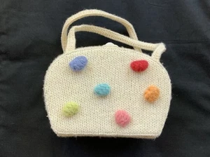Gymboree Knitted Purse SUGAR AND SPICE Winter White Colorful Pom Poms - Picture 1 of 5