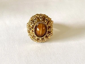 Vintage Vanda Adjustable Perfume Ring with Tigers Eye - Picture 1 of 5