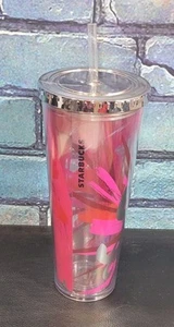 2014 Starbucks "Oh What Fun" Holiday 24oz Tumbler With Lid And Glitter Straw - Picture 1 of 3