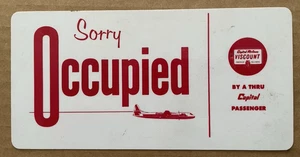 Vintage CAPITOL AIRLINES Viscount Kunststoff Badezimmer Schild SORRY BESETZT - Bild 1 von 2