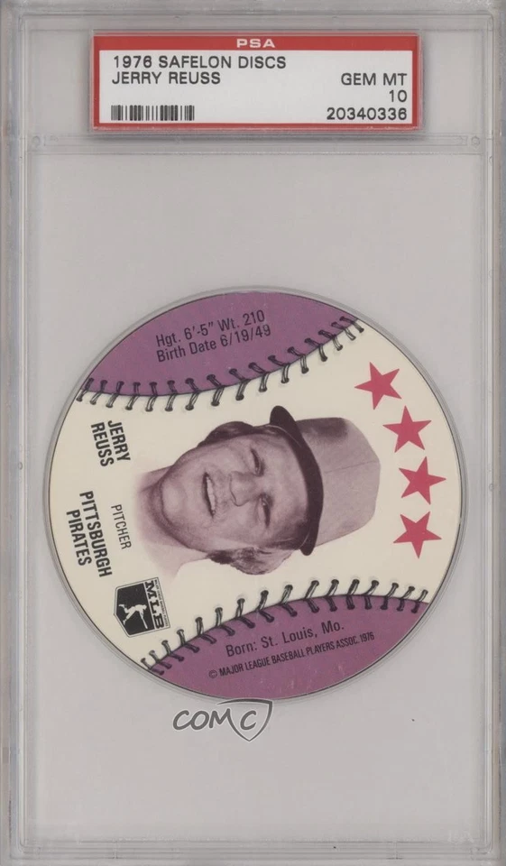 1976 MSA Discs Super Star Lunch Bags Jerry Reuss PSA 10 GEM MT - Image 1 of 2