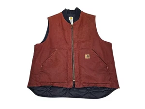 Chaleco de Trabajo de Colección Carhartt V02 CLY Arcilla Edredón Forrado Cremallera Completa Lona Para Hombre XL Reg EE. UU. - Imagen 1 de 9