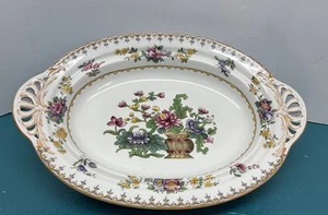 VTG Spode Copeland Peplow Footed Serving Bowl Reticulated Yellow Floral England - Picture 1 of 10