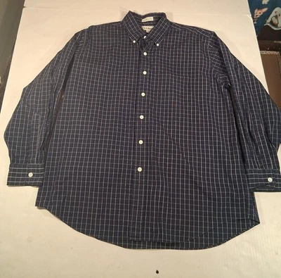 LL Bean Shirt Mens XL Blue White Plaid Long Sleeve  Nice 17.5 / 34 - Image 1 of 4