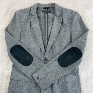 RAG & BONE Unstructured Blazer Jacket Men 40R Grey Herringbone Elbow Patches - Picture 1 of 13