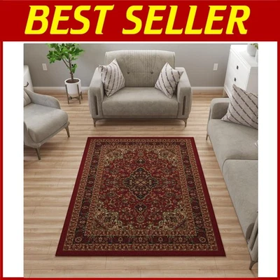 Alfombra oriental roja - Alfombra antideslizante 5'x6'6" para sala de estar Foto 1 de 4