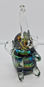 MURANO style Venice Glass shimmering Elephant Sculpture blown 6" Northern Italy - Picture 1 of 18