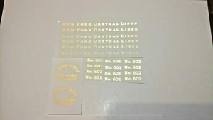 EARLY LIONEL 601-601-602 GOLD METALLIC WATERSLIDE DECAL PASS. w/SERIF SET LOOK! - Picture 1 of 7