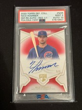 2020 Topps Definitive Collection Nico Hoerner AUTO Red 1/1 RC One Of One PSA 9