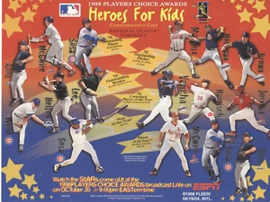 1998 Fleer/Skybox Players Choice Awards Heroes for Kid Commemorative Card 11x8.5 - Picture 1 of 2