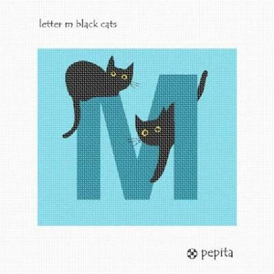 Letter M Black Cats Needlepoint Kit or Canvas - Picture 1 of 2