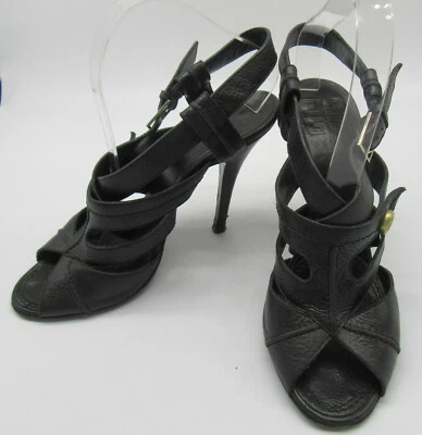 Sandalia de tacón Givenchy de cuero negro con tiras y punta abierta talla 39,5 Foto 1 de 4