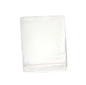 Vintage 70s Springmaid Cotton Percale Flat Sheet Twin Size White Pink Trim - Picture 1 of 6