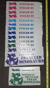 (15pc) 9" Vinyl Diecut Stickers "Fueled by Recycled DINOSAURS" ♻️ ⛽️ Gas Prices - Bild 1 von 5