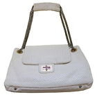 Chanel Bag Punching Chain Shoulder Cream Color Leather Crossbody Ladies Genuine