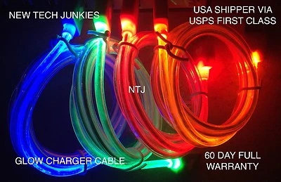 MINI 8" GLOW light LED USB 3.0 charger Cable for GALAXY S5 NOTE 3 HARD DRIVES - Image 1 of 2