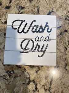 Shiplap Wood Laundry Room WASH AND DRY Shelf Sitter Or Hanging Wall Sign Decor - Picture 1 of 2