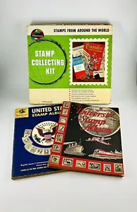 Vintage 1960’s Stamp Collecting Kit & Books • USA & Worldwide • Whitman • Minkus - Foto 1 di 7