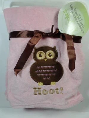 Новые Девочки Головастики Розовый Коралловый Флис Коричневый Woodland Forest Hoot! Одеяло сова - Изображение 1 из 3