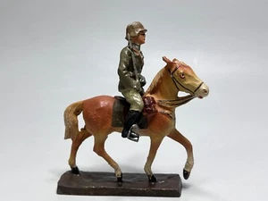 WWI WWII German Lineol Elastolin Officer Sword on Horseback Horse Toy Soldier - Picture 1 of 7