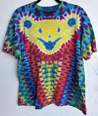 Camiseta Grateful Dead Tie Dye Bear Head Manga Larga Talla XL De Colección Hanes Delgada Foto 1 de 4