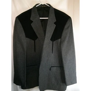 Circle S Western Blazer Sport Coat Cowboy Style Gray Black Polyester 50R - Picture 1 of 4