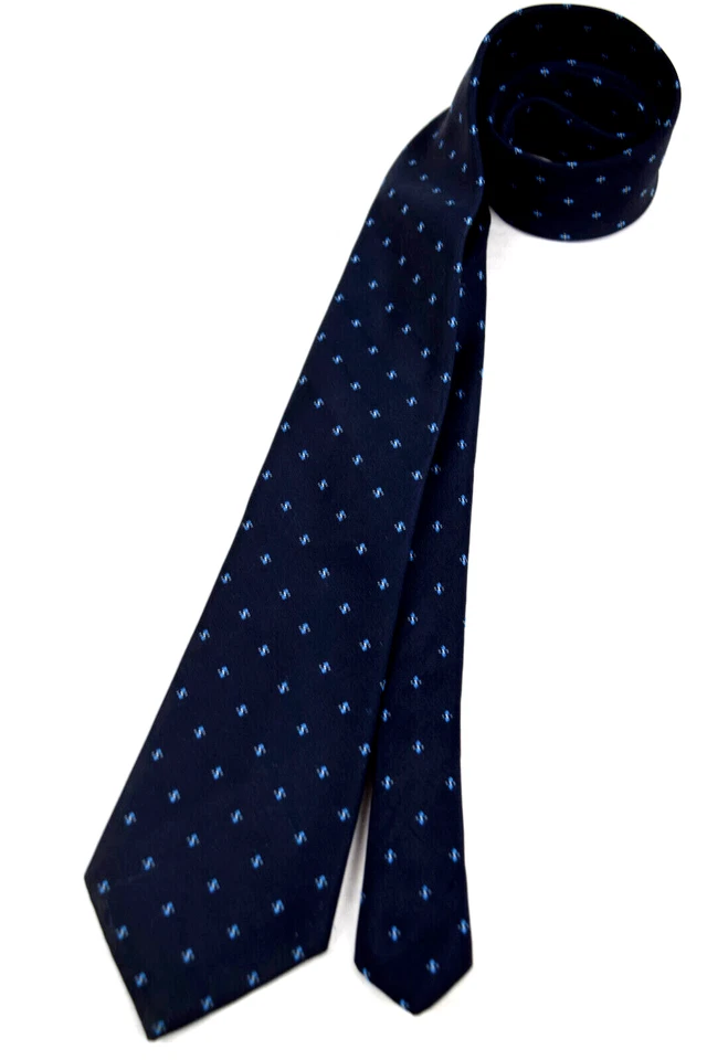 Neck Tie VTG Don Loper Beverly Hills 60s Starry Midnight Blue Poly 56" x 3.25" - Image 1 of 4